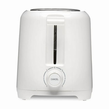 2-Slice Toaster - White: Compact Bread Toaster, 700W, Plastic, Easy Clean, 1-Year Warranty