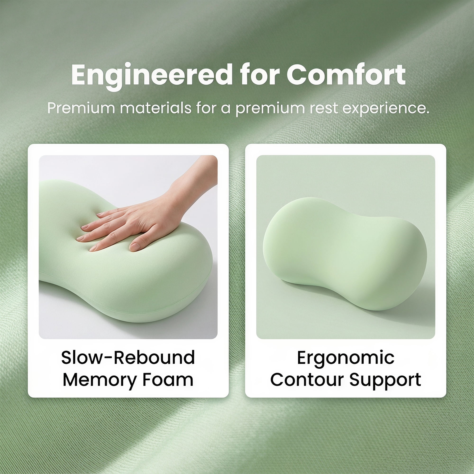 Neck Pillow Travel Pillow Cotton Cervical Support for Airplane Green 9.4" x 5.1"