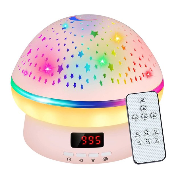 Lámpara de proyección de estrella de hongo creativa, luz nocturna de ambiente de dormitorio