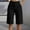 *Black, variant on Women's High Waist Button Tailored Shorts, Casual Loose Knee Length Capri Pants with Pockets Navy,Women's Plus M