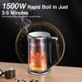 thumbnail image 4 of Stainless Steel Electric Kettles, 1.7L 1500W Fast Water Boiler with  6 Temperature Presets and Touch LCD Display,Auto Shut Off and Boil Dry Protection, 30min Keep Warm, 4 of 9