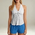 thumbnail image 2 of IWRICH Women's Summer Flowy Halter Top Cute Beach Tank Tops Going out Sleeveless Deep V-Neck for Concert Vacation Party White S, 2 of 5