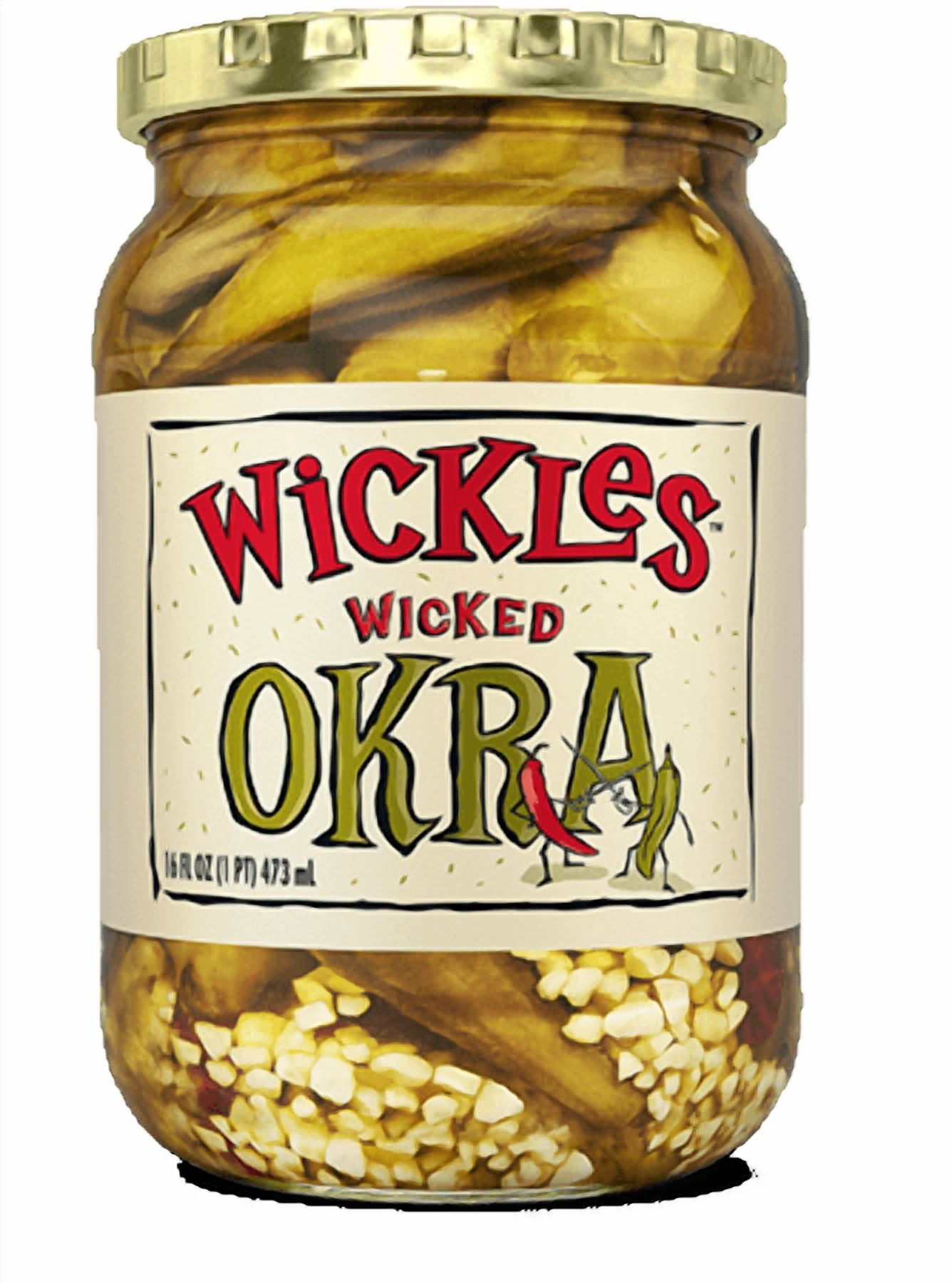 (6 pack) Wickles Wicked Pickled Okra, 16 fl oz Jar