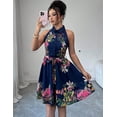 thumbnail image 2 of EASYBRAUS Women Halter Neck Summer Floral Dress Sleeveless Pleated Vacation Dress, 2 of 4