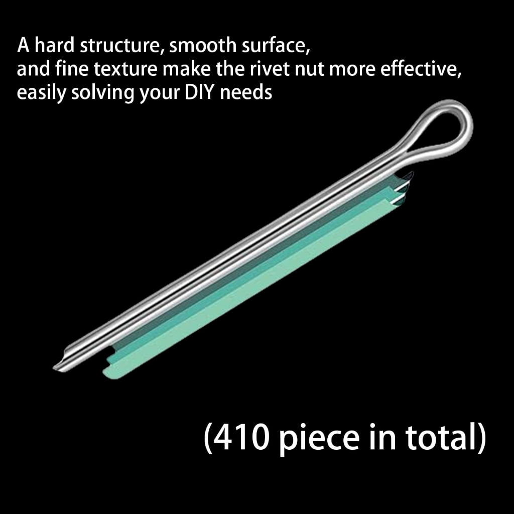 TIERPOP 410Pcs Cotter Pin Assortment kits 6 Size Split Pin Fastener Hitches Pin Heavy Duty Hardware Pin for Trailer Locking