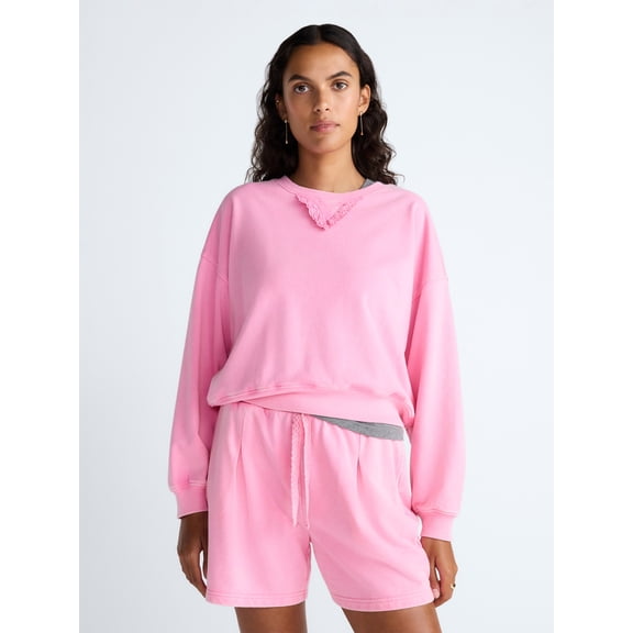 Scoop Women's Mineral Wash Cropped Crewneck Sweatshirt, Sizes XS-XXL