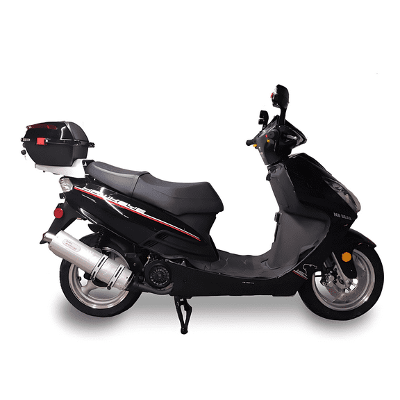 Ice Bear Hawkeye PMZ150-3C 150cc Gas Powered Scooter with Front Disc Brake, Electric Start, Cargo Box, Dual Shocks, 13 Inch Rims (Black)