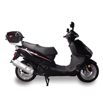 Ice Bear Hawkeye PMZ150-3C 150cc Gas Powered Scooter with Front Disc Brake, Electric Start, Cargo Box, Dual Shocks, 13 Inch Rims (Black)