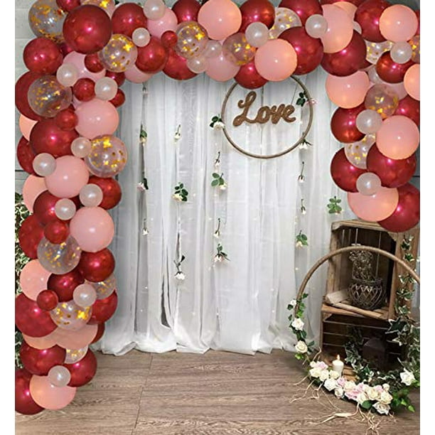 Burgundy balloon garland kit 90 strong balloons, rose