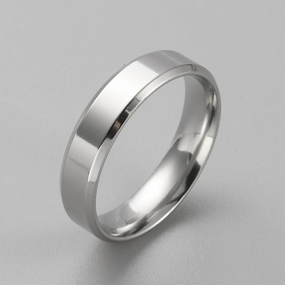 5pcs Stainless Steel Simple Plain Band Ring for Men Women Stainless Steel color Inner Diameter: 21mm