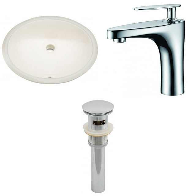 19.5-in. W CUPC Oval Bathroom Undermount Sink Set In Biscuit - Chrome Hardware - Overflow Drain Incl. AI-13145
