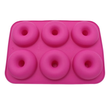 

Six Lattice Multicolor Donut Baking Tool Kitchen Cake Mold Brightly Colored Silicone Donut Baking Mould- Red