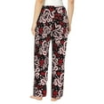 thumbnail image 3 of Uemuo Snake And Rose Pattern Women's Wide Leg Palazzo Lounge Pants with Pockets Light Weight Loose Comfy Casual Pajama Pants-Medium, 3 of 9