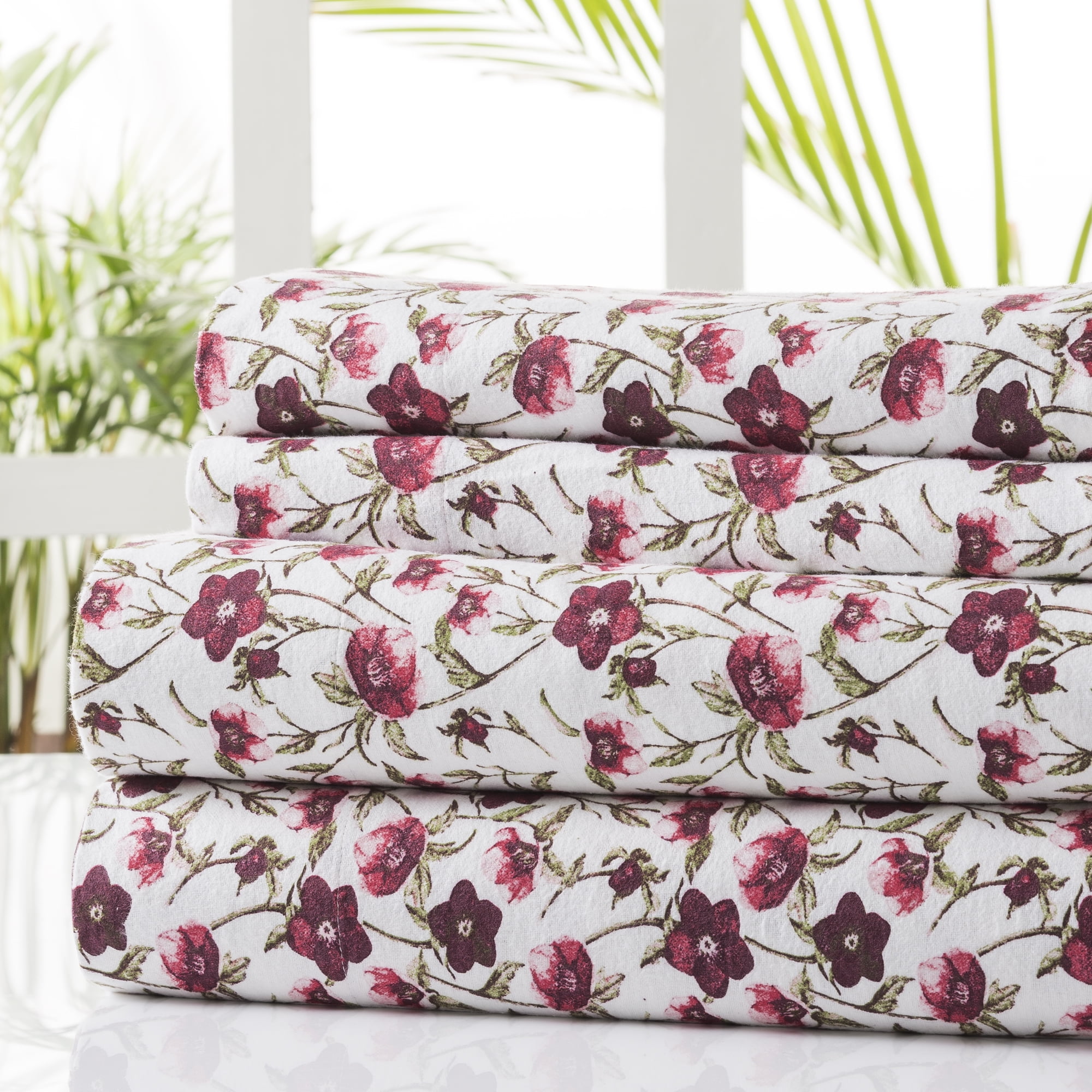 Gloria Vanderbilt 100 Cotton Flannel Sheet Set, Eira, King