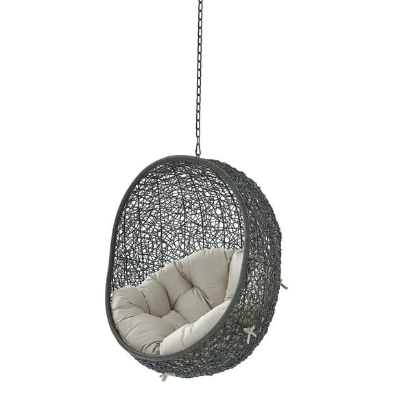 Swing Lounge Chair, Sunbrella, Grey Gray Beige, Modern Contemporary Urban Design, Outdoor Patio Balcony Cafe Bistro Garden Furniture Hotel Hospitality