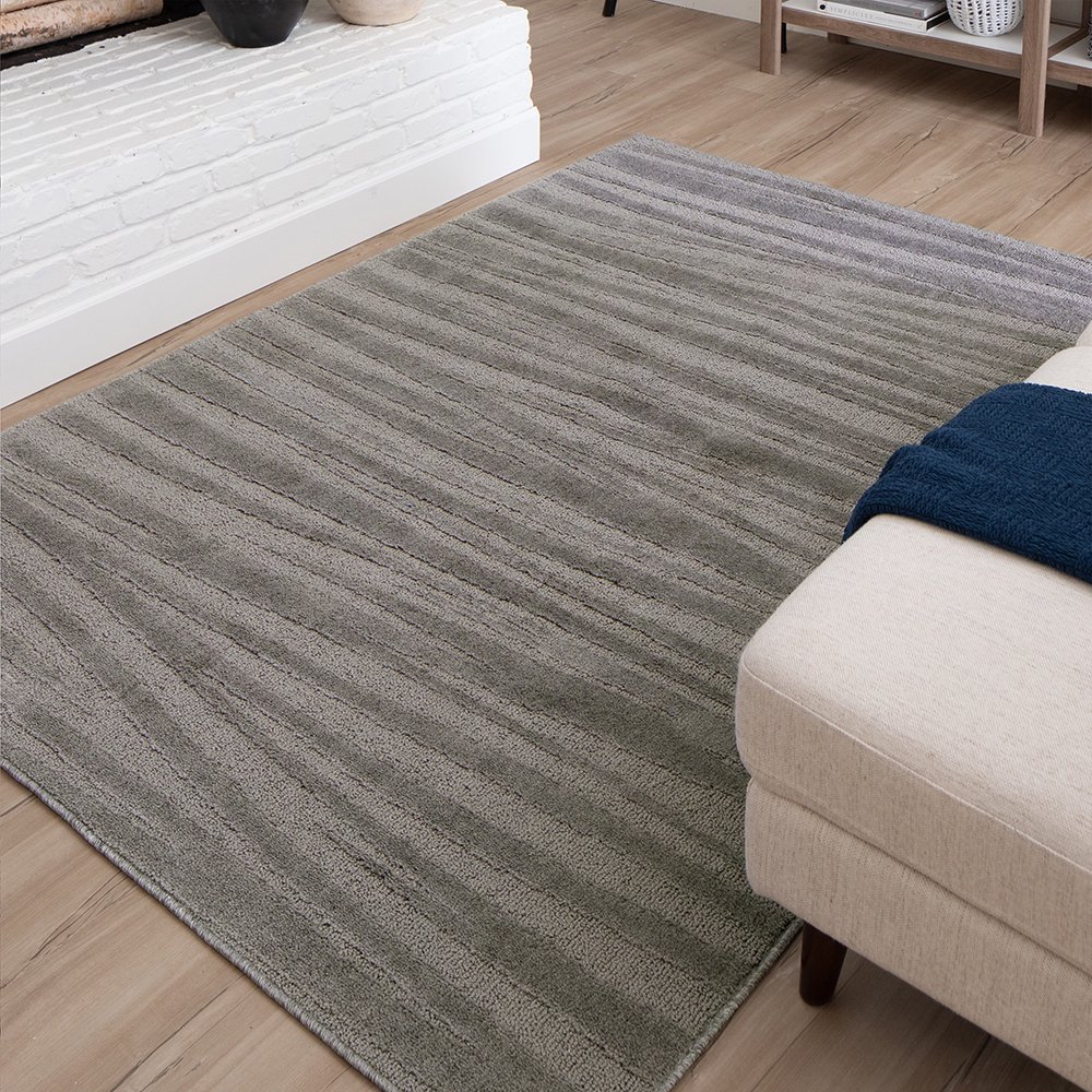 Mainstays Hi/Lo Stripes Indoor Area Rug, Gray, 5x7
