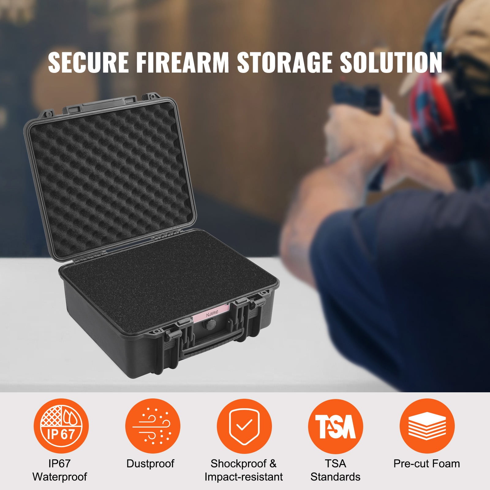 LINJH LINJH Hard Pistol Cases with Pre-cut PU Foam Lockable Pistol Case for 6 Pistol