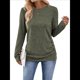 thumbnail image 3 of Camisa de Larga con Puños Abotonados para Mujer, Suéter Informal de Otoño, Moda Color Oliva L, 3 of 10