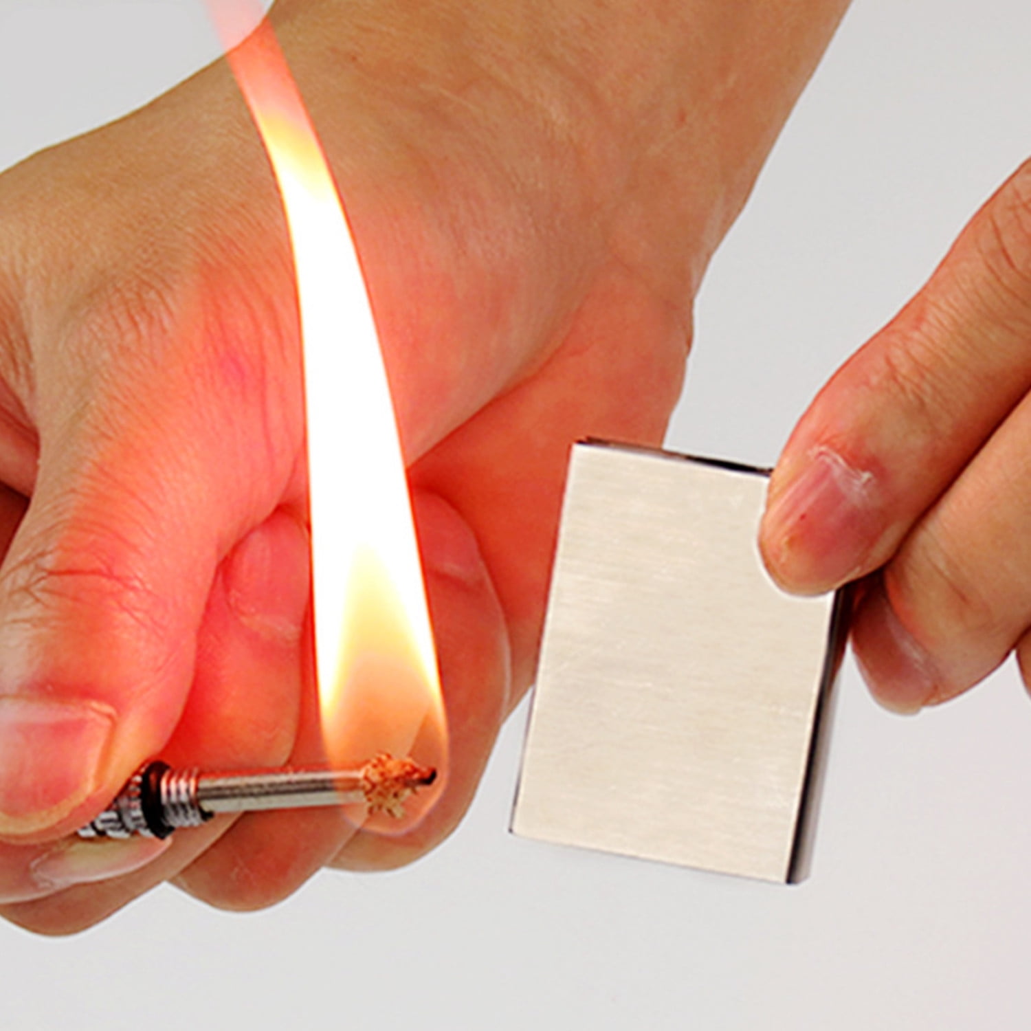 100 Pack of Waterproof & Windproof Permanent Match Lighter, Strike To Light Survival Camp Fire Starter, Stainless Steel Flint Survival Tool