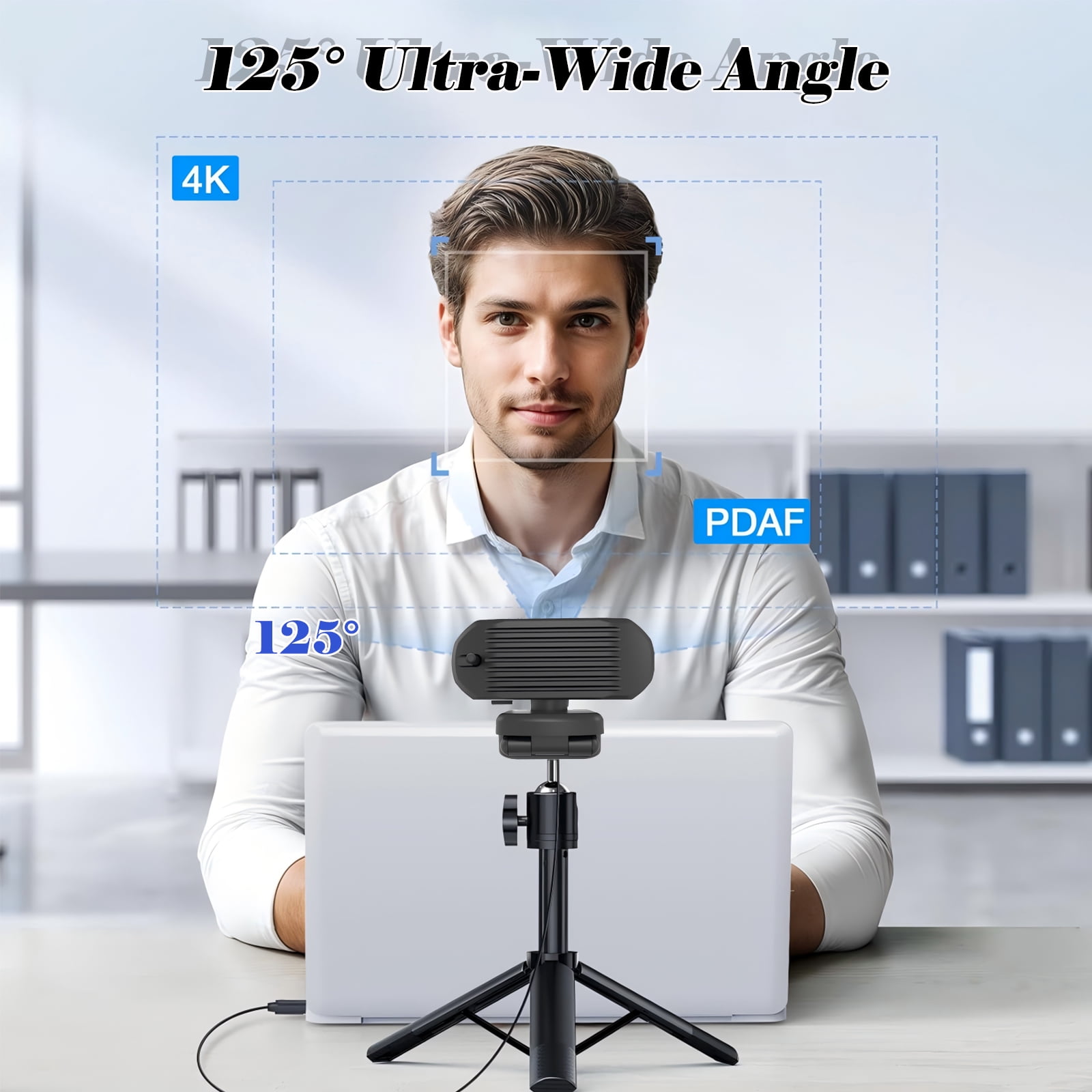 RONY 4K Webcam with Microphone, Plug & Play Computer Camera with Auto Focus and Noise - Cancelling