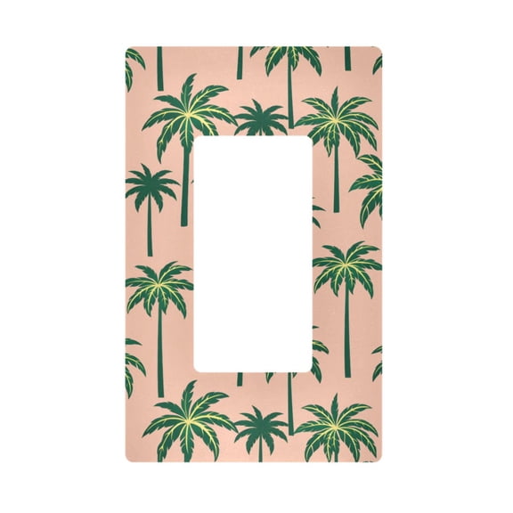 Yayeee Rocker Switch Wall Plate 1-Gang 4.6"x2.9" Home Decorative Outlet Cover, Pink Palm Trees