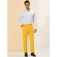 thumbnail image 4 of Unique Bargains Men's Dress Pants Slim Fit Flat Front Chino Business Wedding Suit Pants 32 Orange Yellow, 4 of 7