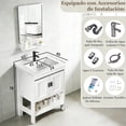 thumbnail image 2 of Gabinete de Baño de Lavamanos y Espejo, Armario con 2 Puertas para Baño con Estante, Grifos de Agua Caliente y Fría, Tuberías de Desag, 61 * 40 cm (Negro), 2 of 8