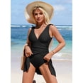 thumbnail image 7 of Asoul Tie Shoulder One Piece Swimsuit for Womens Tummy Control Swimdress V Neck Ruched Bathing Suit, 7 of 7