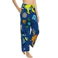 thumbnail image 2 of Naloa Dinosaur In Space Print Women’s Ultra-Soft Comfy Pajama Lounge Pants with Pockets & Drawstring, 2 of 8
