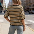 thumbnail image 4 of Guluxicc Womens T Shirts Stripe Printed Casual Short Sleeve Tops Crew Neck Summer Y2k Trendy T-Shirts Fashion Streetwear, 4 of 7