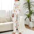 thumbnail image 3 of Women's Floral Print Button Pajamas 2-Set, Long sleeves Top and Pants with Pockets, Comfortable Loose Fit Sleepwear for Women, Charming Summer and Autumn Loungewear, 3 of 7