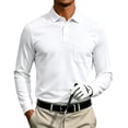 thumbnail image 2 of Qwertyu Men's Long Sleeve Polo Shirts Quick Dry Classic Soft Casual Collared Work Fishing Golf Shirt White XL, 2 of 8