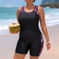 thumbnail image 5 of BODOAO Women's 2 Piece Tankini Swimsuit, Floral Print Athletic Racerback Tank Top and Boy Shorts, Stretchy Quick Dry Bathing Suit for Beachwear Swimwear Outfit Hot Pink 2XL, 5 of 9