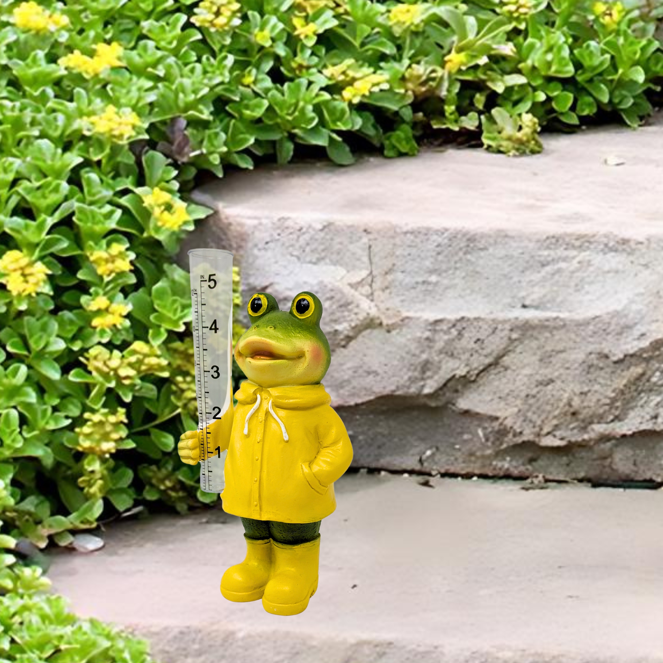 Frog Rain Gauge – Resin Garden Frog with Plastic Tube, Outdoor Decorative Rain Measurement Tool
