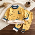 thumbnail image 5 of ITSAME Boys Outfit 2-Piece Long Sleeve Crewneck Fleece-Lined Top and Pants Kids Warm Comfy Set Yellow Size 6, 5 of 6