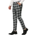 thumbnail image 5 of INSPIRE CHIC Men's Plaid Dress Pants Casual Slim Fit Checkered Business Trousers Black 30, 5 of 6