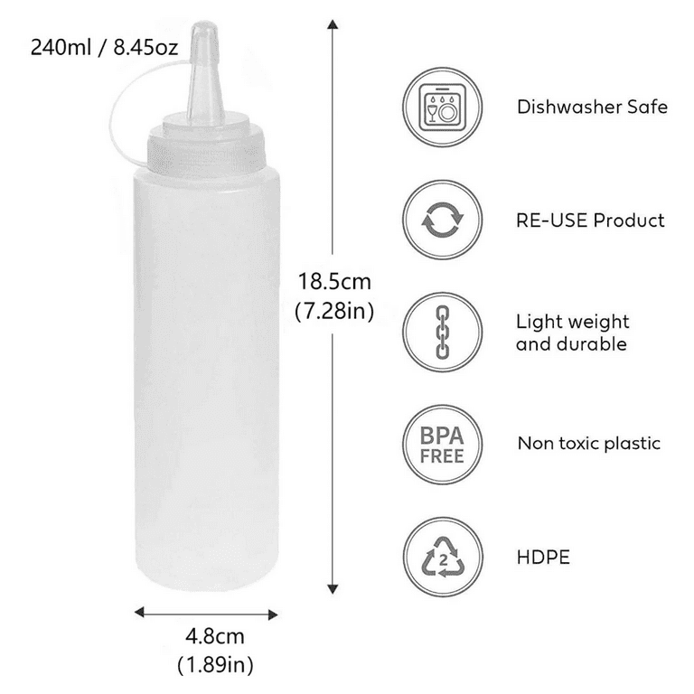 480/240ml Condiment Squeeze Bottles Durable Plastic Squeeze Squirt