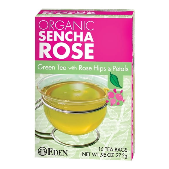 Eden Foods Organic Sencha Rose Green Tea Rose Hips & Petals -- 16 Tea Bags