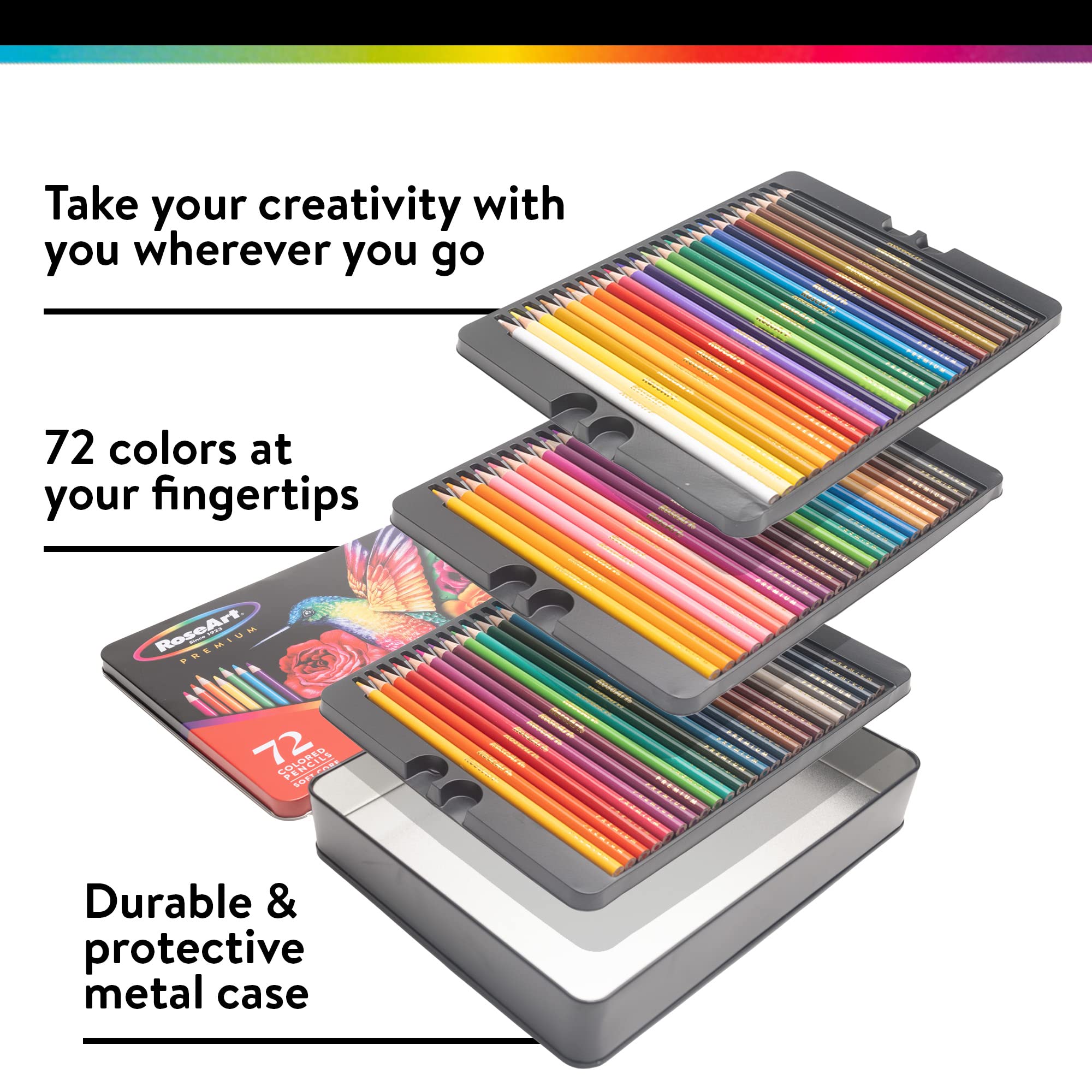 RoseArt Premium 72ctTRDN&nbsp;Colored Pencils - Art Supplies for Drawing, Sketching, Adult Colors, Soft Core Color Pencils 72 Pack, multi