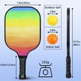 thumbnail image 4 of Pickleball Paddles Set Of 2, Fiberglass Surface, Vibrant Rainbow Print, 4 Balls & Bag, 4 of 5