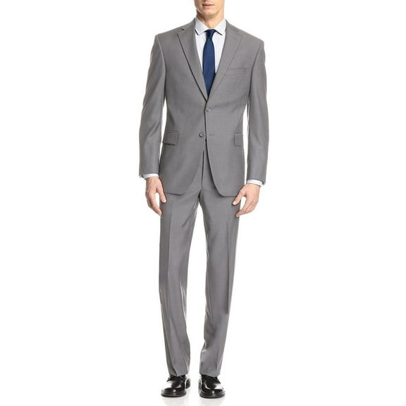 Mens Side Vent 2 Piece Light Gray Classic Fit Suit Giorgio