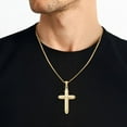 thumbnail image 3 of 10K Solid Yellow Gold Latin Mexican Holy Cross Necklace Religious Chain Pendant Jesus Christ Charm, 3 of 13