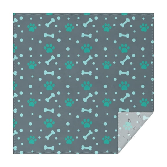 Dog Paw Print and Bone Gray Pattern Square Tablecloth, Waterproof Wipeable Spillproof Washable Table Cover for Home Kitchen Party and Daily Decor 60"x60"