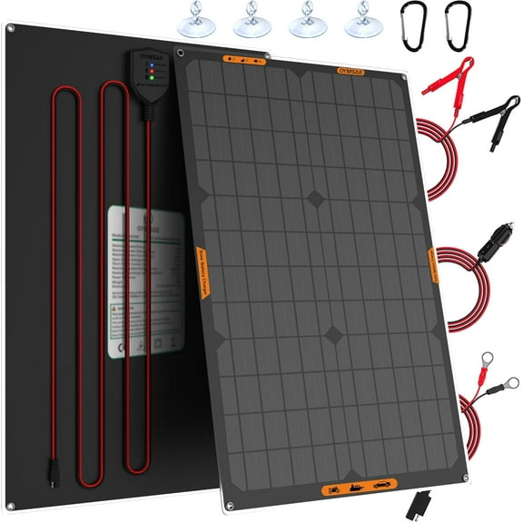 30 Watt 12 Volt Solar Panel Solar Trickle Charger 30W 12V Portable Solar Battery Charger & maintainer with Cigarette Lighter Plug & Alligator Clip