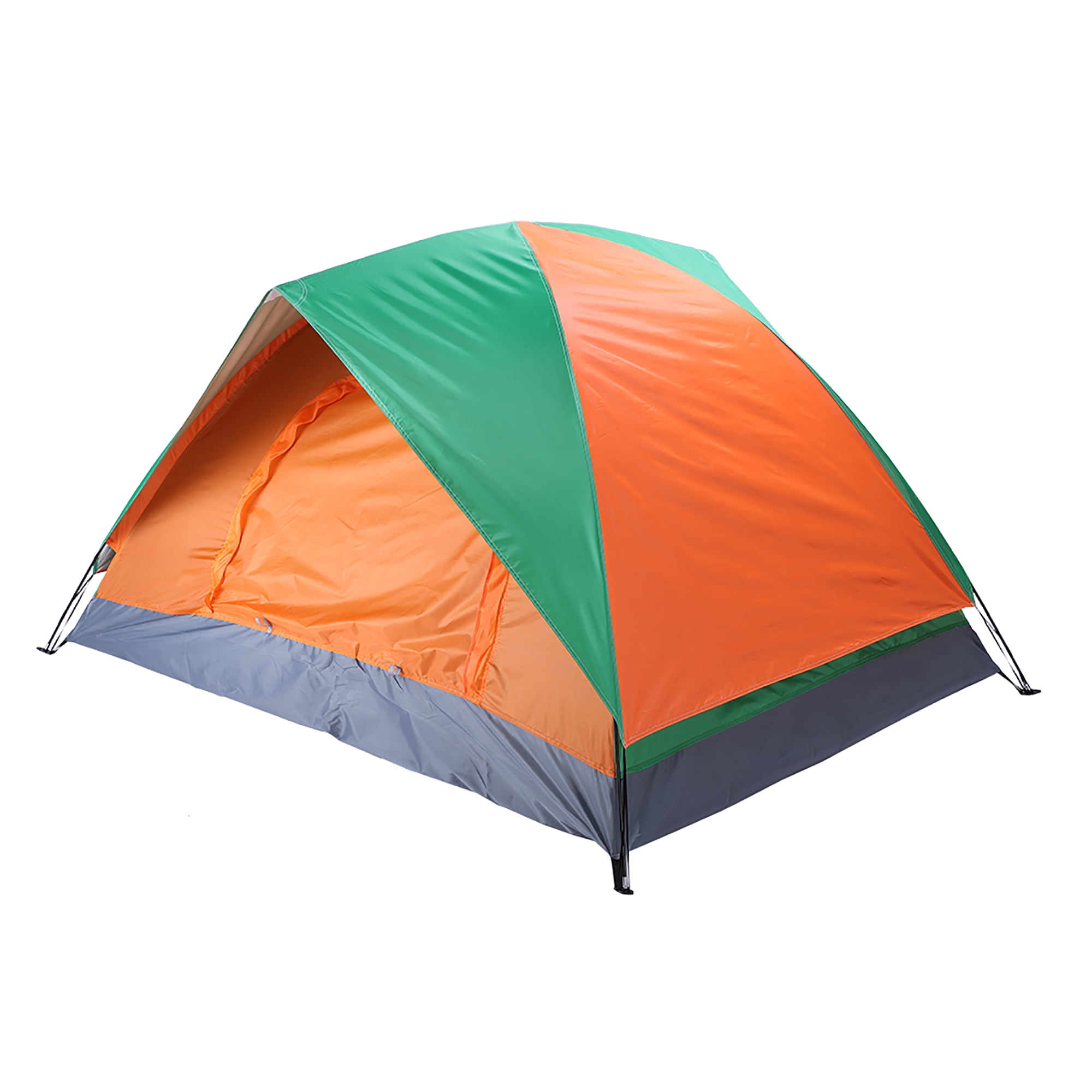 Lowestbest 2-Person Dome Tent with Double Door, Easy Set Up Camping Tent, Orange & Green