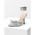 thumbnail image 2 of Women's Rhinestone Bow Lace-Up Stiletto Heels Pointed Toe Dress Sandals, 2 of 5