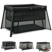 HARPPA Portable Travel Crib with Mattress, Foldable Playard for Baby and Toddler, 11lbs, Black