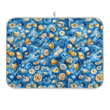 

Fantastic Shells on Sea Dish Drying Mat 18x24 Absorbent Microfiber Draining Rack Pad for Kitchen Counter Sink