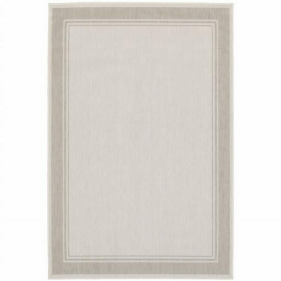 HomeRoots  7 x 9 ft. Bordered Indoor Outdoor Area Rug - Ivory & Gray