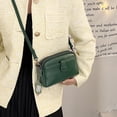 thumbnail image 4 of Bandolera de un solo hombro de Cuero Simple, bolso para teléfono móvil a la moda, color verde, 4 of 6